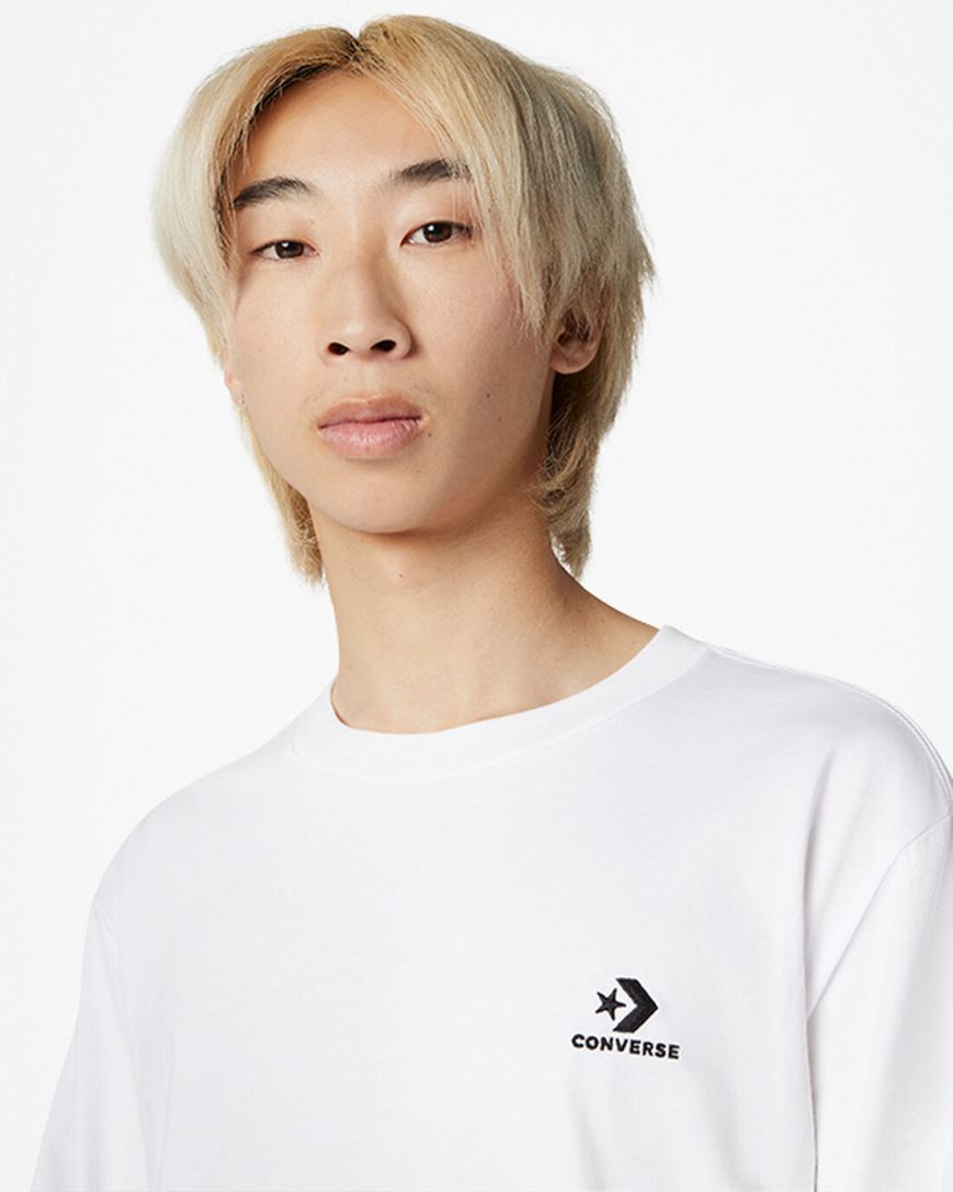 Men's Converse Go-To Embroidered Star Chevron Standard Fit T-Shirts White | AU E6394U